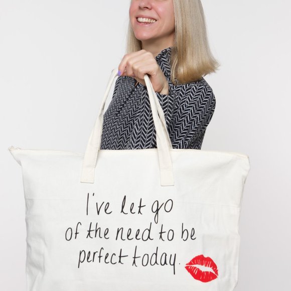 Canvas Tote Bag - I've Let Go of the Need to Be Perfect Today - Affirmation - Picture 3 of 4